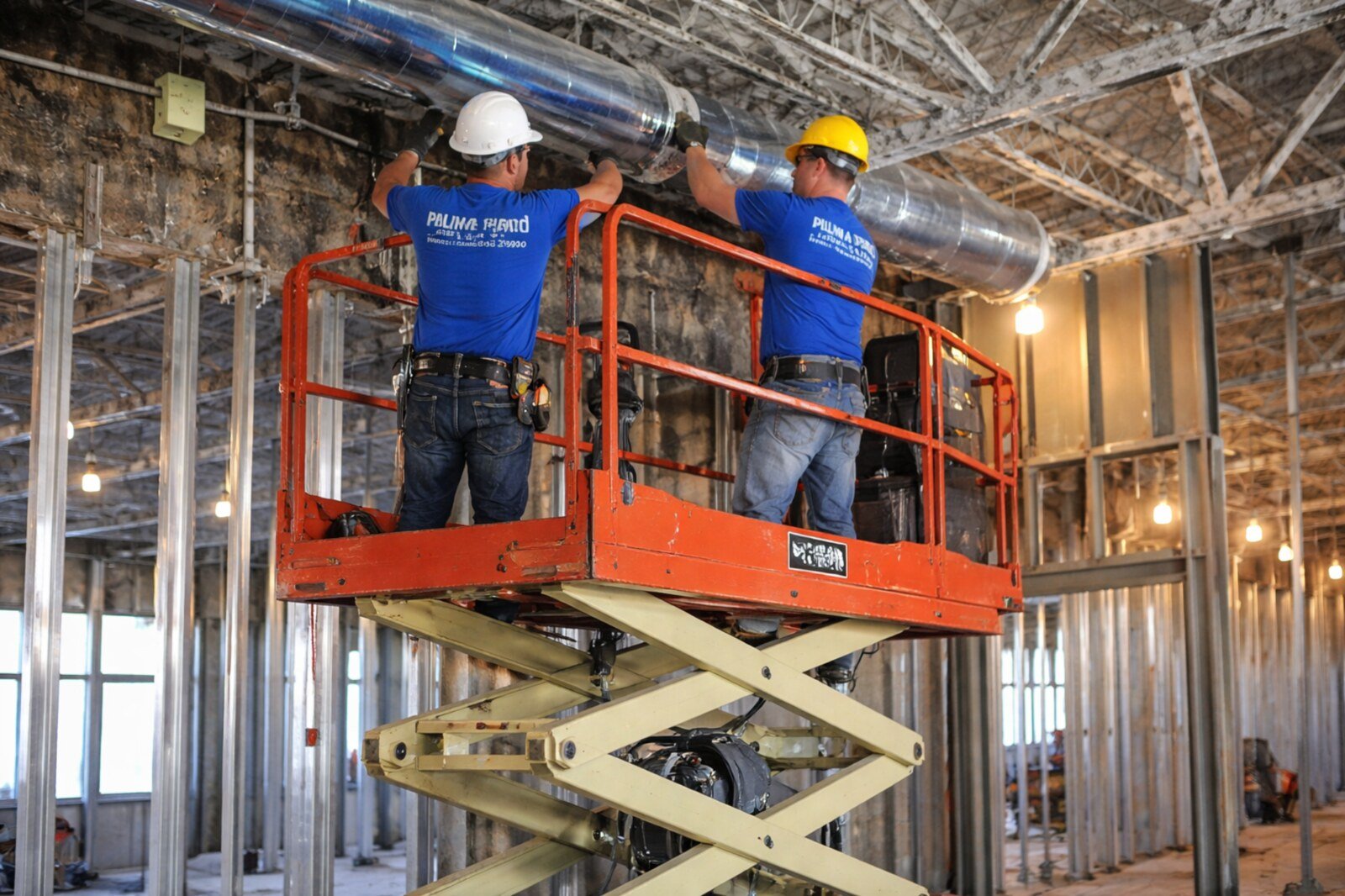 Overhead interior coordination during active construction buildout